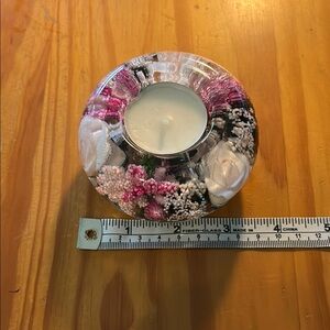 Floral Glass Candle Holder 3 1/2” x 2” height